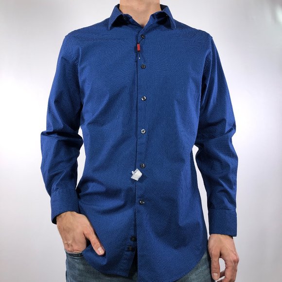 Alfani Other - Blue White Dot Slim Stretch Shirt M 15-15.5 32-33